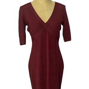 Adrianna Papell red burgundy midi dress size medium